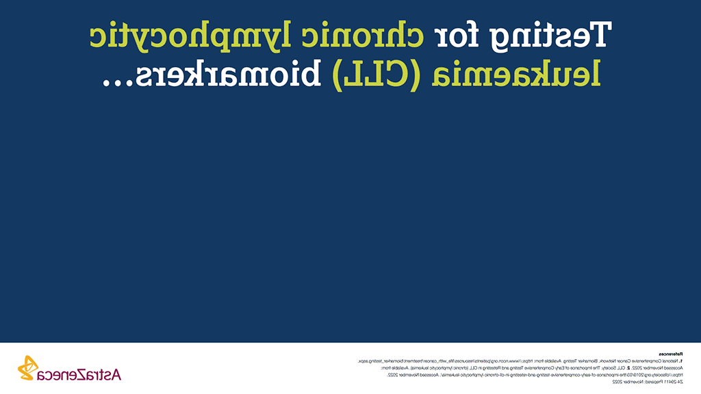 This is an animated GIF with science icons showing how biomarker testing is used for chronic lymphocytic leukaemia (CLL).